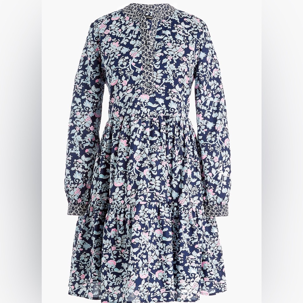 J. Crew Mixed-Print Tiered Dress